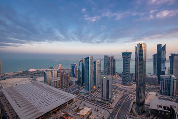 Aerial View of west bay area Doha City