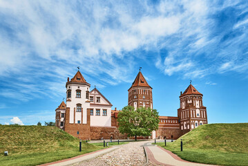 Mir castle complex in Belarus. Tourism landmark
