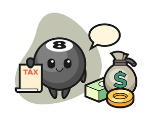 Eight ball billiard cartoon as a accountant