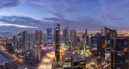 Fototapeta na wymiar Aerial View of west bay area Doha City
