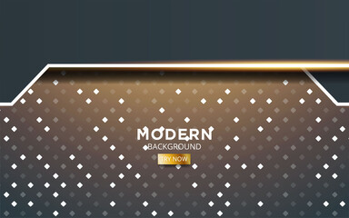 modern dark abstract technology background banner design with gold line and golden rays. Overlap layers with paper effect. Realistic light effect on textured particle background.vector illustration.