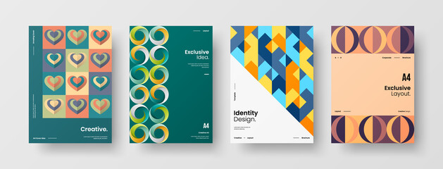 Fototapeta premium Abstract brochure cover vector design. Corporate identity geometric illustration template.