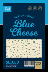 Vector blue cheese packaging or label design. Realistic blue cheese texture