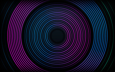 Dark abstract modern background. Colorful gradient line decoration.