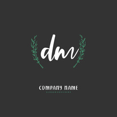 D M DM Initial handwriting and signature logo design with circle. Beautyful design handwritten logo for fashion, team, wedding, luxury logo.