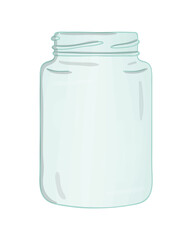 Vector glass jar icon. Cute pot watercolor style illustration.