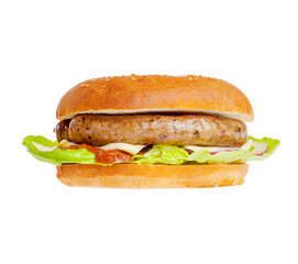 FRESH HAMBURGER ON A WHITE BACKGROUND