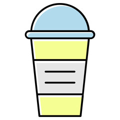 Soda Cup Concept, Eco Friendly Disposable Mug for Smoothie with Lids Vector Color Icon Design, Foodie and gourmet Symbol on white background 