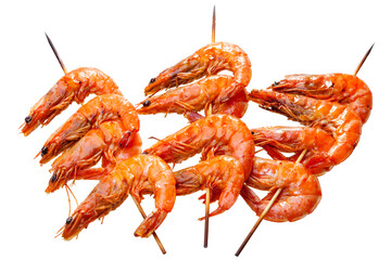 prawns grilled on a white background