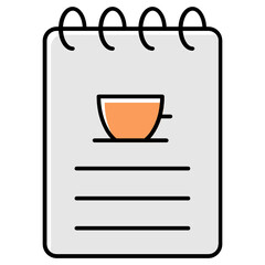 Food Ordering notebook for Waiter Concept, Food Requisition Form Vector Color Icon Design, Foodie and gourmet Symbol on white background 