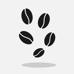 Coffee beans with shadow Vector icon