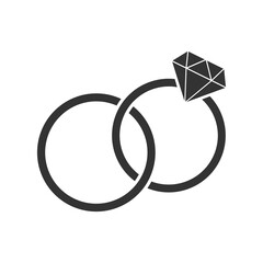 Diamond ring (elegance silver button, black version) icon vector