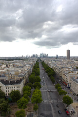 Top view of Champs-Elysee avenue in Paris, France