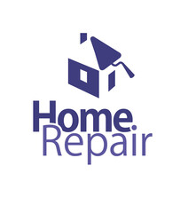 Home repair construction service logo concept. Creatively combined elements of house and trowel. Editable EPS vector