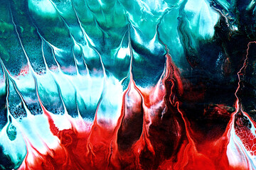Panele Szklane  Kolorowe płynne tło artystyczne, kontrastujące mieszanki płynnych farb. Abstrakcyjna tapeta tekstury syreny