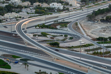 Early Morning View of Lusail Flyover. Doha Bridge 