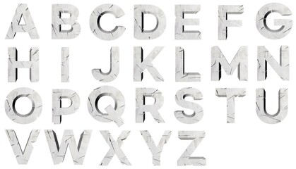 3D GRAY CONCRETE CRACKED TEXT SET A TO Z ALPHABET