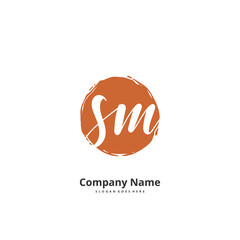 S M SM Initial handwriting and signature logo design with circle. Beautiful design handwritten logo for fashion, team, wedding, luxury logo.