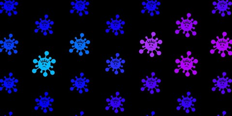 Fototapeta na wymiar Dark pink, blue vector texture with disease symbols.