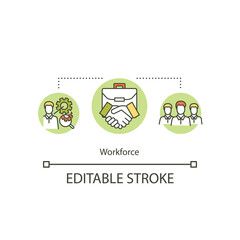 Workforce concept icon. Employment and work positions. Human resources for recruiting. Labor force idea thin line illustration. Vector isolated outline RGB color drawing. Editable stroke