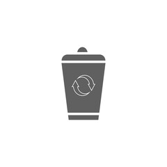 Recycling bins colors infographic. Garbage sorting recycling flat gray vector icon isolated. Ecology