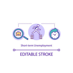 Short term unemployment concept icon. Jobless person. Employee search for position. Temporary lack of work idea thin line illustration. Vector isolated outline RGB color drawing. Editable stroke