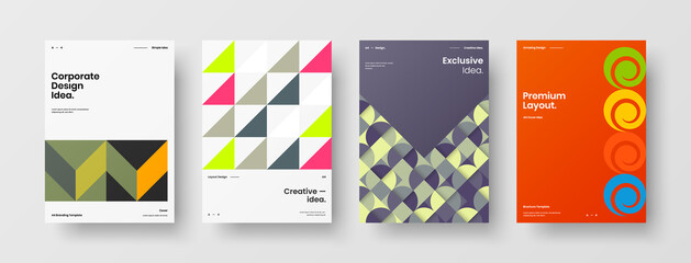 Naklejka premium Abstract brochure cover vector design. Corporate identity geometric illustration template.