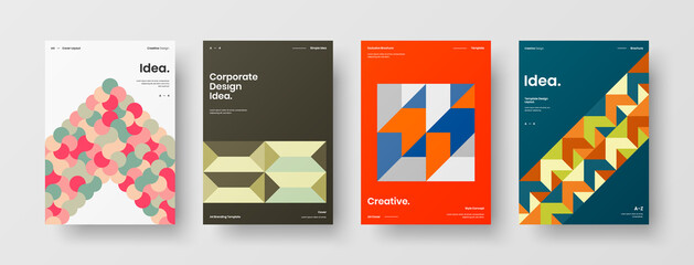 Fototapeta premium Abstract brochure cover vector design. Corporate identity geometric illustration template.