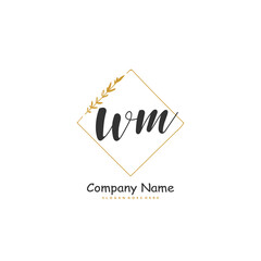 W M WM Initial handwriting and signature logo design with circle. Beautiful design handwritten logo for fashion, team, wedding, luxury logo.