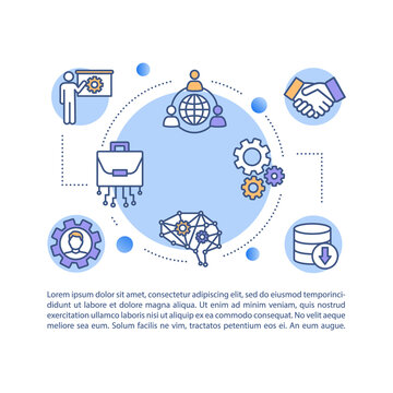 Virtual Workforce Concept Icon With Text. Remote Connection. Digital Transformation Of Business Company PPT Page Vector Template. Brochure, Magazine, Booklet Design Element With Linear Illustrations