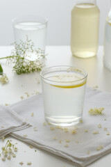 Elderberry flower  fermented lemonade or juice, healthy summer beverage 