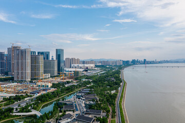 city skyline in hangzhou china