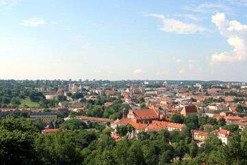 Fototapeta na wymiar Cityscape of Vilnius, Lithuania from view point in a summer sunny day.
