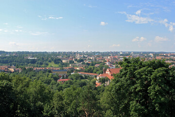 Fototapeta na wymiar Cityscape of Vilnius, Lithuania from view point in a summer sunny day.