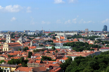 Fototapeta na wymiar Cityscape of Vilnius, Lithuania from view point in a summer sunny day. Famous tourist destination. Travel photography