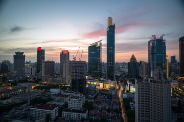 Fototapeta premium city skyline in shanghai china