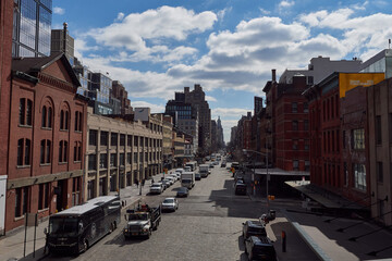 Street- High Line- View- Traffic- Buildings- Manhattan- New York City- United States- USA.