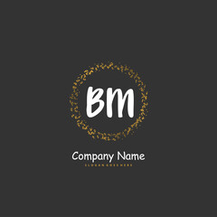 B M BM Initial handwriting and signature logo design with circle. Beautyful design handwritten logo for fashion, team, wedding, luxury logo.