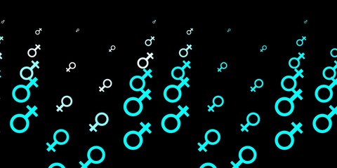 Dark Green vector background with woman symbols.