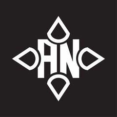 AN Logo monogram with four cone rounded by the shape design template