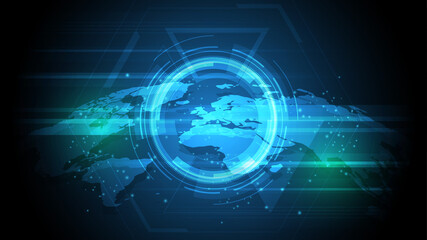 Global network connection World map abstract technology background
