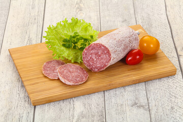 Italian dry Saliami pork sausage