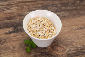 Raw oats in the bowl
