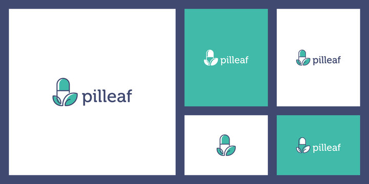 creative logo piil with leaf design concept. colorful design with business card template.