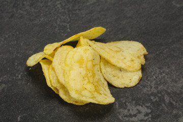 Natural potato salted chips heap
