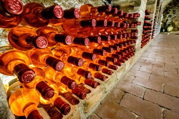 Bottles in wine cellar 