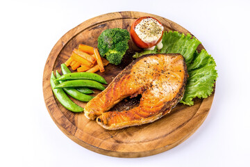 Salmon steak with vegetable