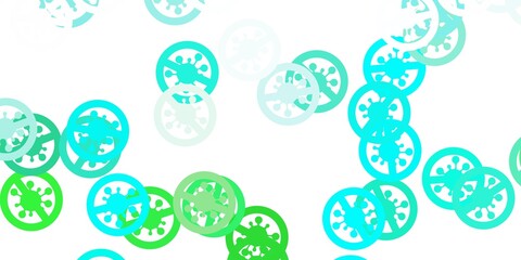Fototapeta na wymiar Light green vector pattern with coronavirus elements.