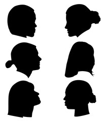 Vector female icons. Isolated illustrations of different people.
