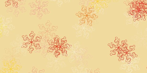 Fototapeta na wymiar Light orange vector doodle template with flowers.